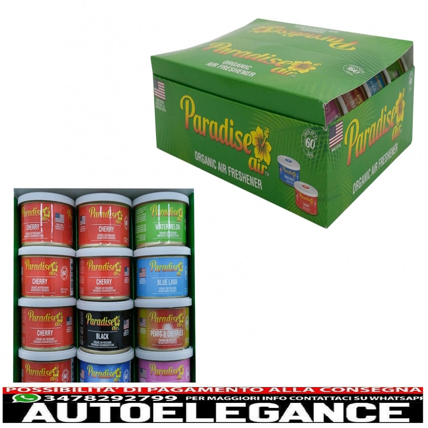 Paradise Air Fresh deodorante biologico per ambienti, 12 lattine assortite