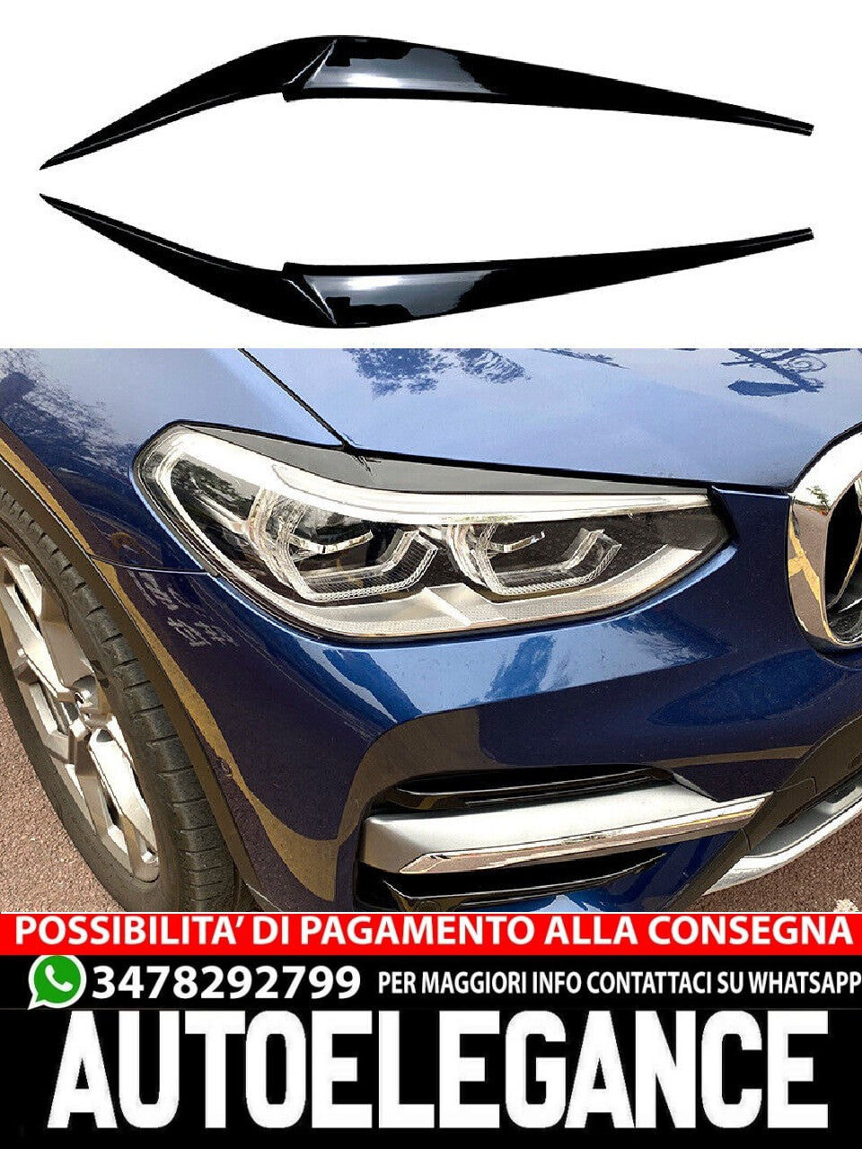 For BMW X3 G01 and X4 G02 bad look headlight panels glossy black 