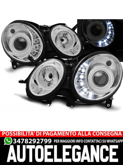 FARI ANTERIORI DAYLIGHT CHROME ADATTI PER MERCEDES W211 E-KLASA 05.06-09