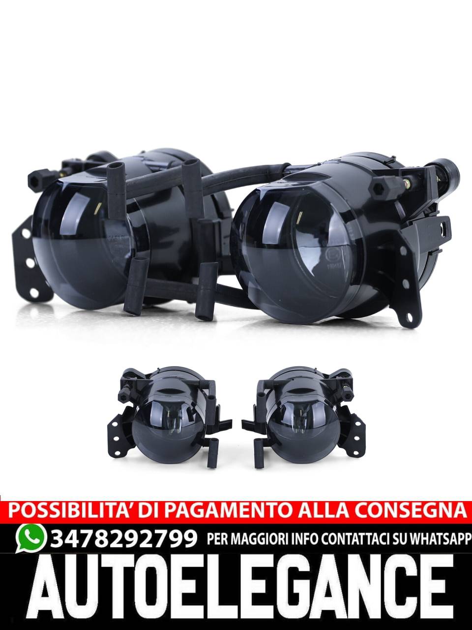 Coppia fendinebbia in vetro trasparente HB4 fumo adatto per BMW E60 E61 03-07 AUTOELEGANCERICAMBI