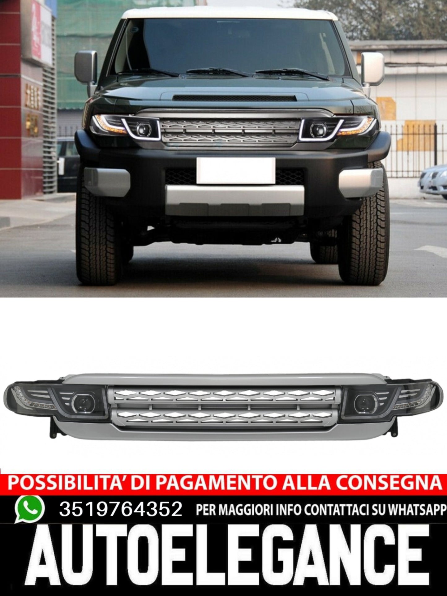 Griglia anteriore+fari LED Bi-Xenon Look adatta per Toyota FJ Cruiser XJ10 07-15