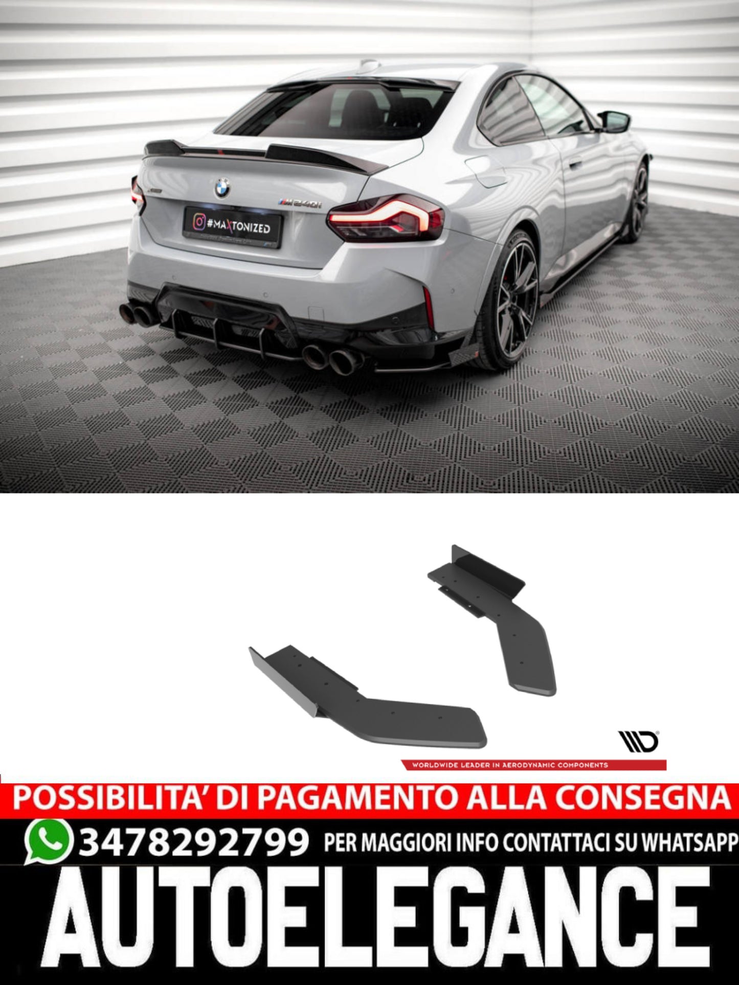 STREET PRO SPLITTER POSTERIORI + FLAP COMPATIBILE PER BMW 2 COUPE M240I G42   (2021 - )