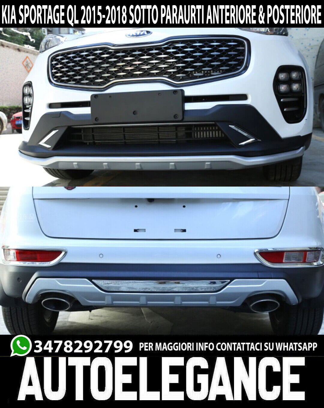 KIA SPORTAGE 15-18 SOTTO PARAURTI FRONTE RETRO SPORTIVI ABS / PLASTICA
