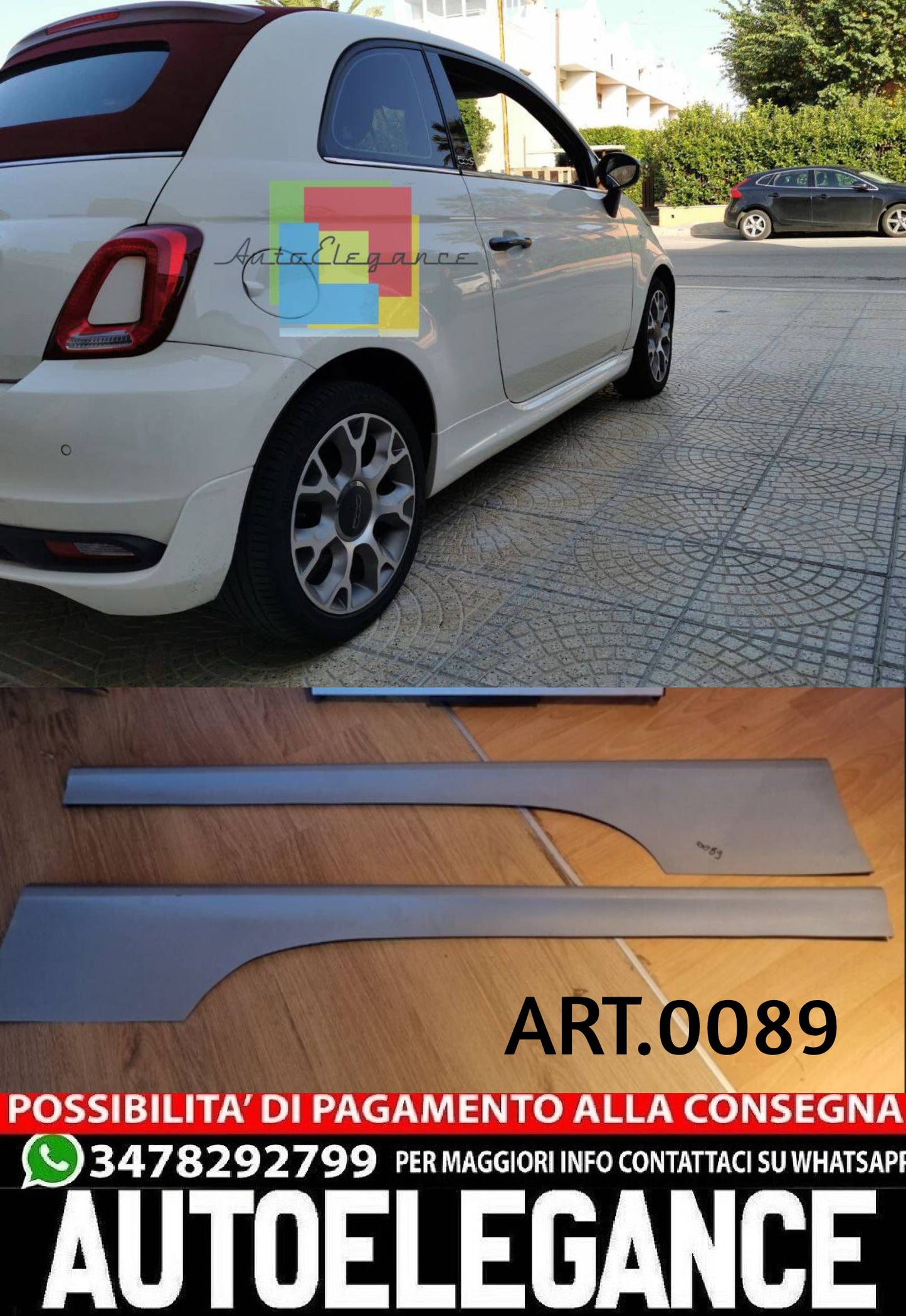 MINIGONNE ADATTE PER FIAT 500 LOOK SPORT GREZZE DESIGN SPORTIVO