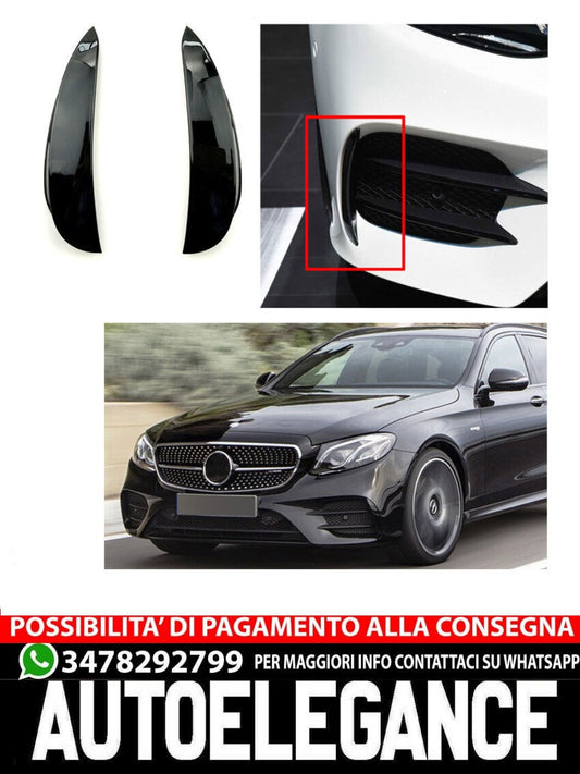 Adatto per Mercedes W213 Classe E AMG OTTICA AERO FLAPS NERO anteriore