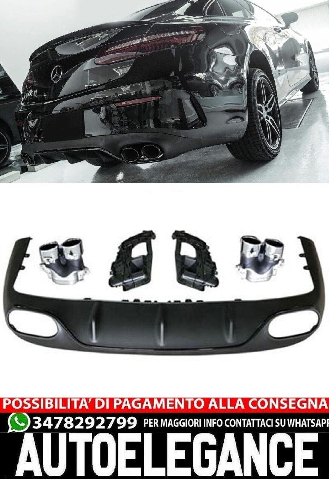 Diffuser + Exhaust Tips E53 AMG Suitable for Mercedes E-CLASS C238