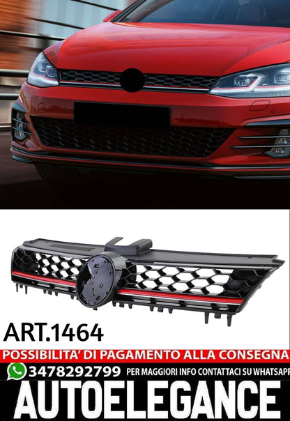 GRIGLIA ANTERIORE ADATTA PER VW GOLF 7 2012-2017 LOOK GTI NERO LUCIDA