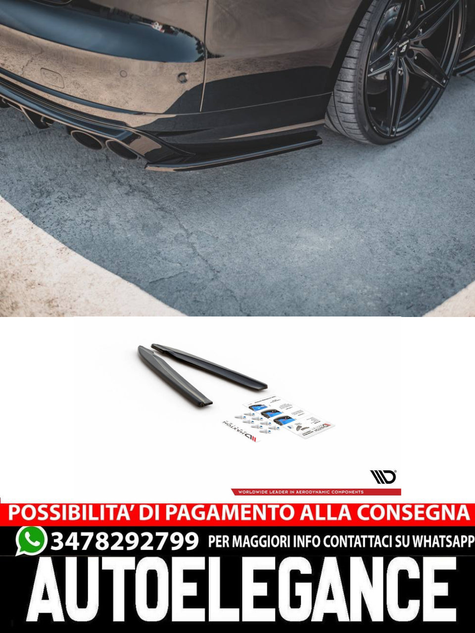 SPLITTER LATERALI POSTERIORI ADATTO COMPATIBILE PER V.2 AUDI S8 D4 FACELIFT (2015-2017)