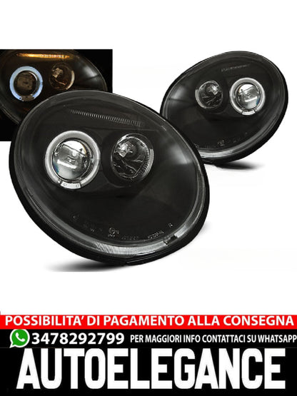FARI ANTERIORI ANGEL EYES NERO adatti compatibili per VW NEW BEETLE 10.98-05.05