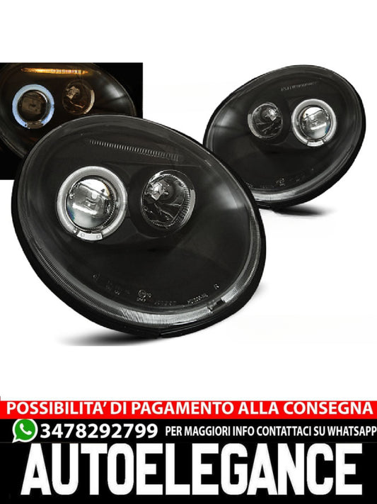 FARI ANTERIORI ANGEL EYES NERO adatti compatibili per VW NEW BEETLE 10.98-05.05