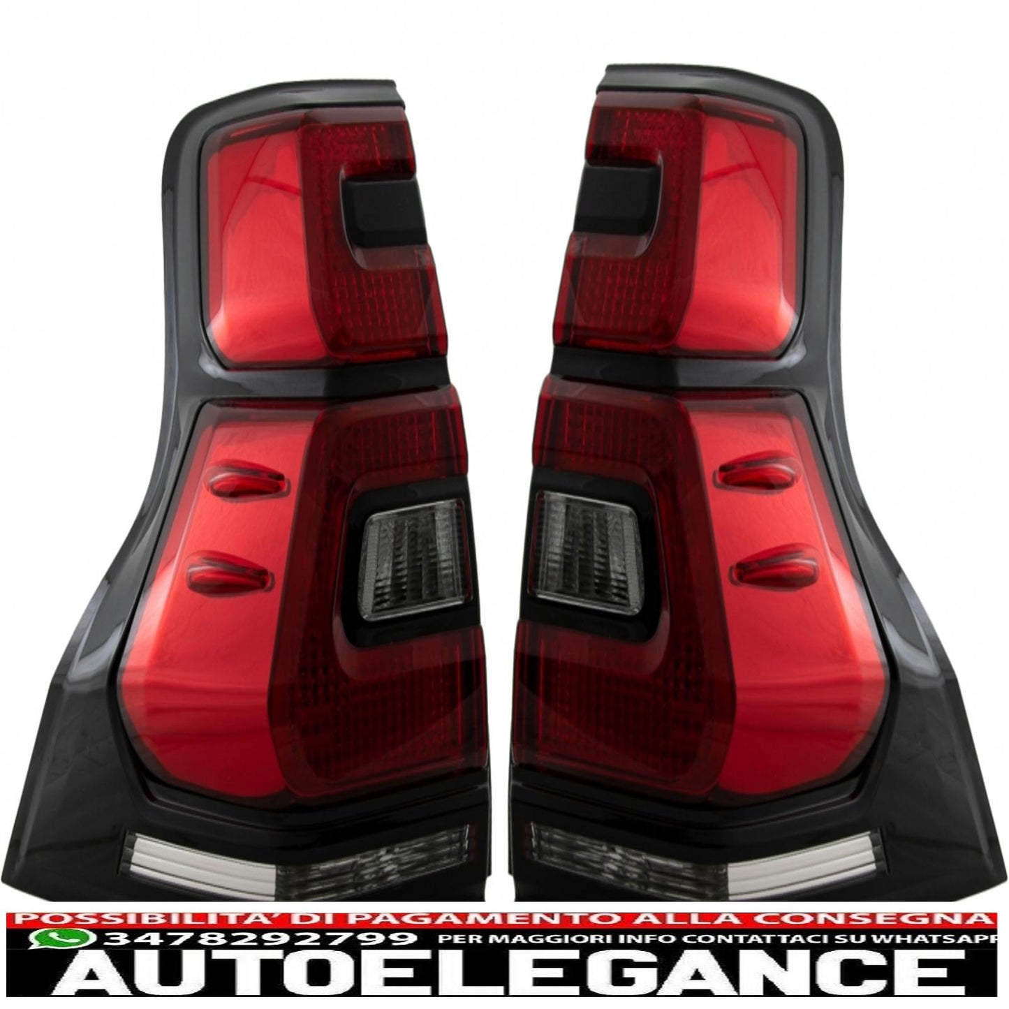 led tail lights suitable for toyota land cruiser fj150 prado (2010-2018) red transparent light bar design (2018+)