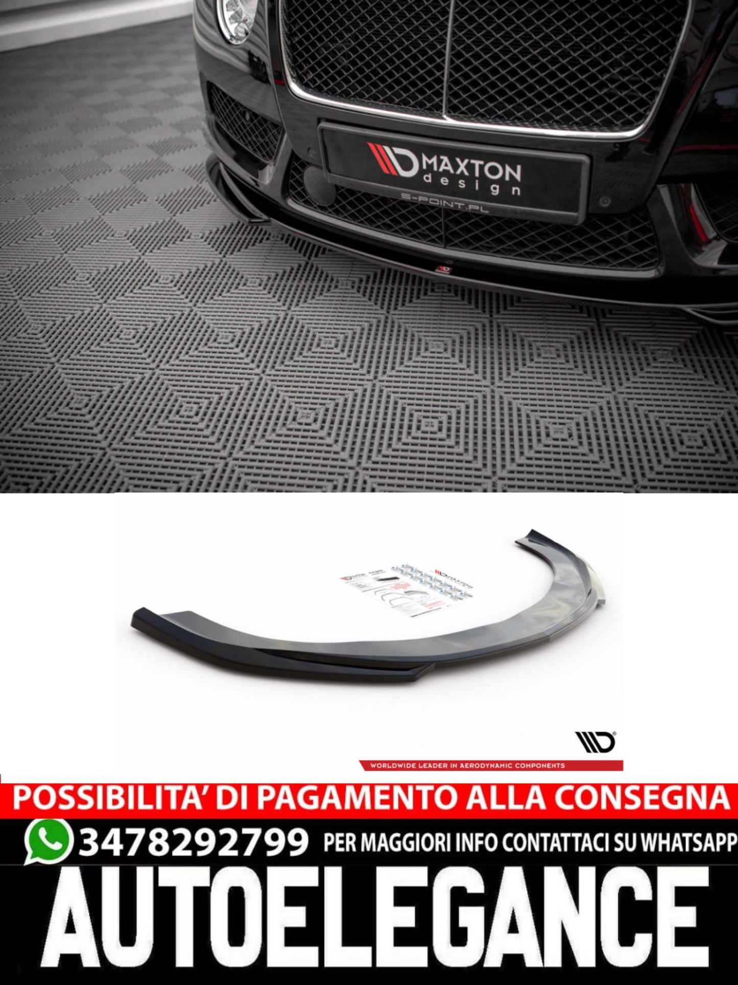 SPLITTER ANTERIORE adatto per V.2 BENTLEY CONTINENTAL GT V8 S MK2  (2014-2016)
