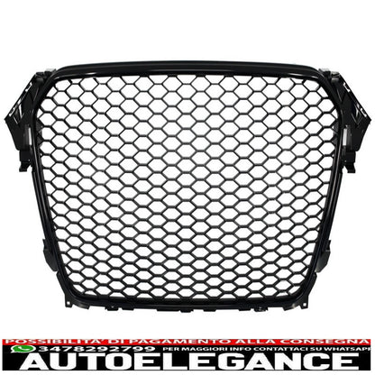 front grille without badge suitable for audi a4 b8 facelift (2012-2015) rs design piano black with and without pdc 