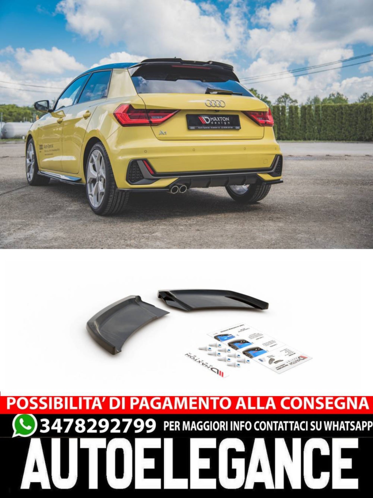 SPLITTER LATERALI adatto compatibile per POSTERIORI AUDI A1 S-LINE GB 2018 -