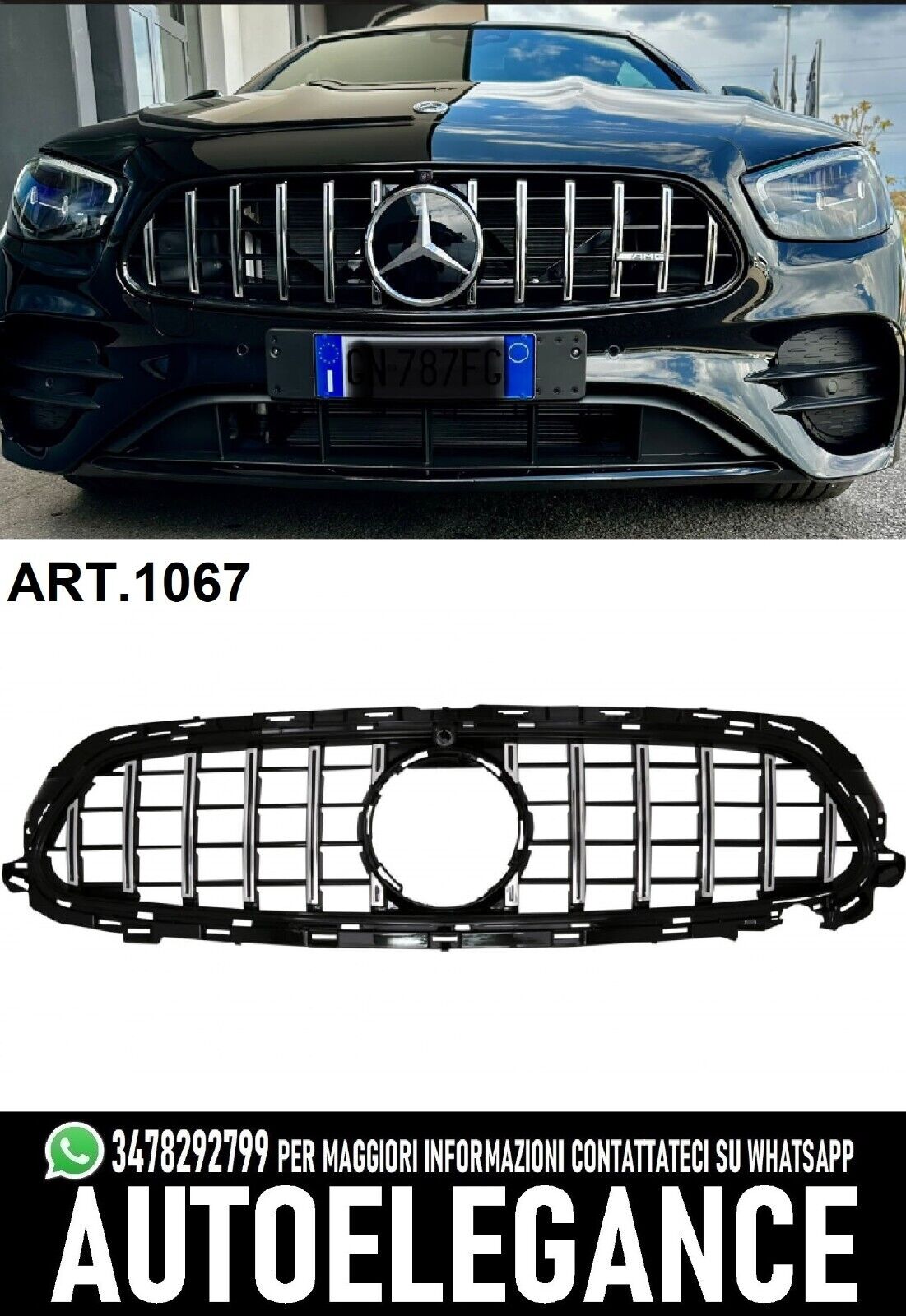 GRILLE MERCEDES E-CLASS W213 LIFT 2020+ AMG GT LOOK CHROME 1067 
