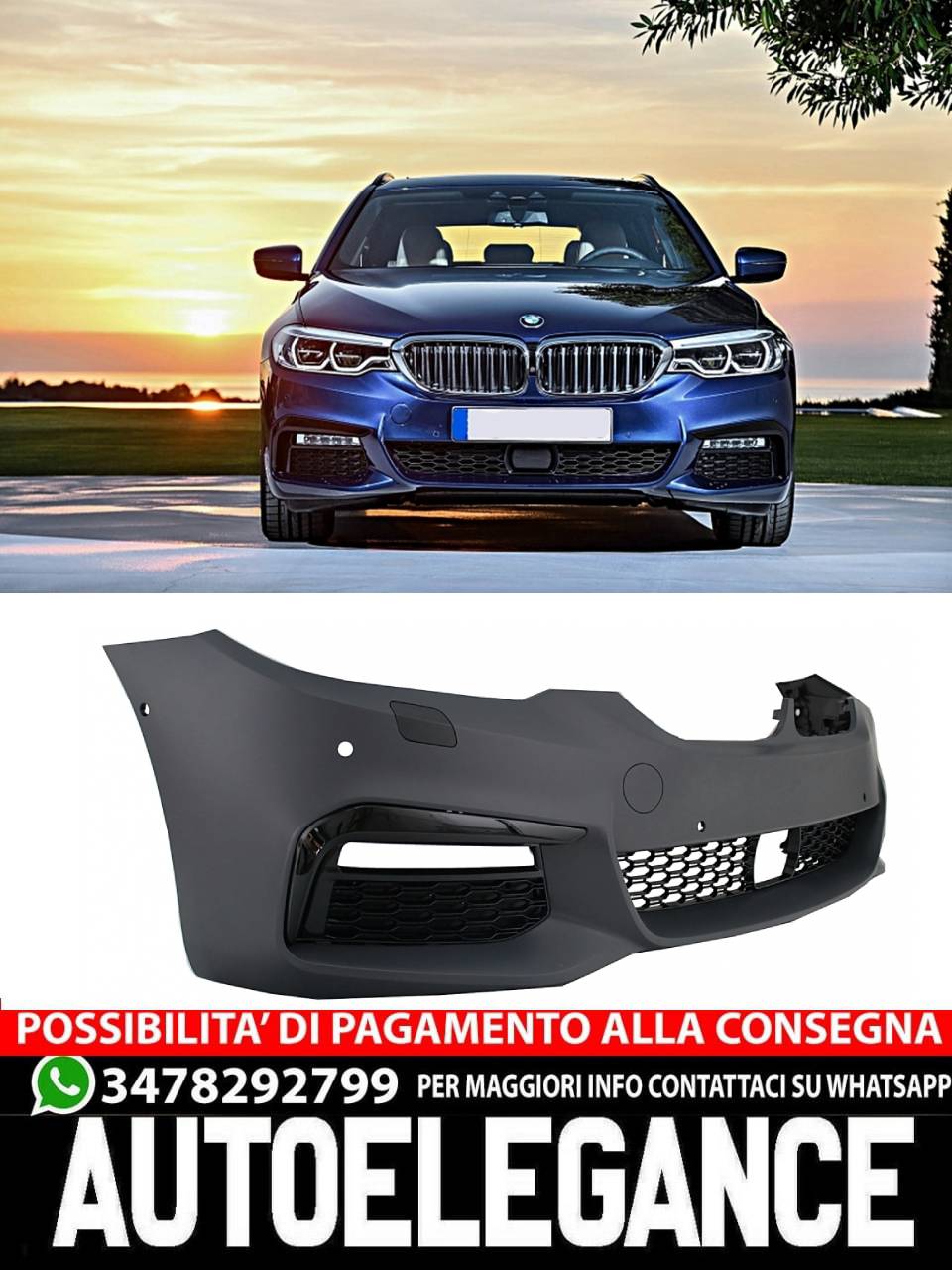 Paraurti anteriore adatto per BMW Serie 5 G30 G31 (2017-2019) M-Tech Design