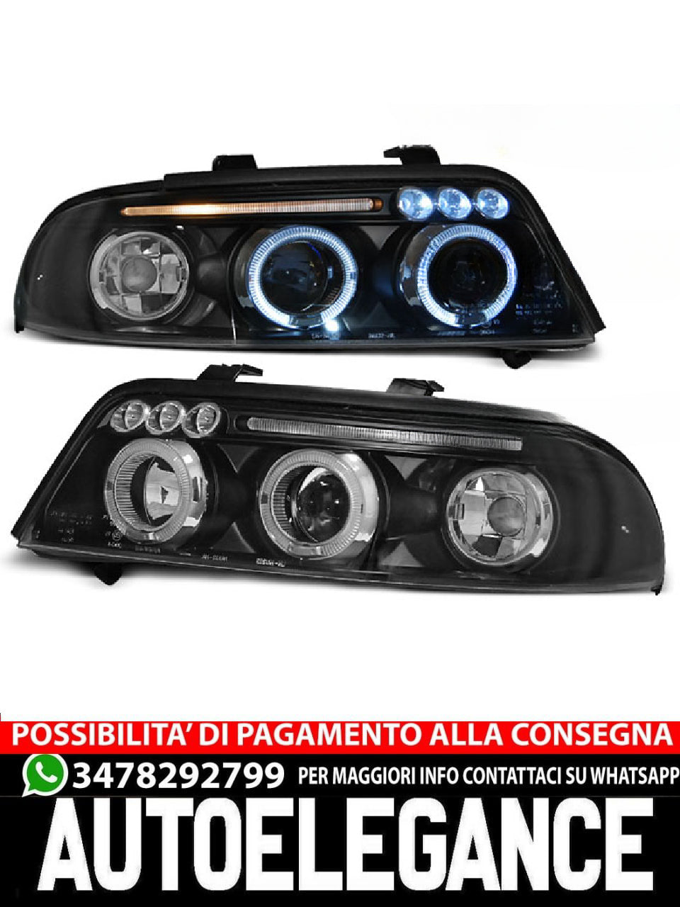 FARI ANTERIORI ANGEL EYES NERO ADATTI COMPATIBILI PER AUDI A4 01.99-09.00