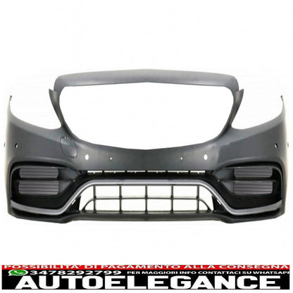 paraurti anteriore con diffusore e terminali argento adatto a mercedes classe c w205 s205 amg sport line (2014-2020) c63s design