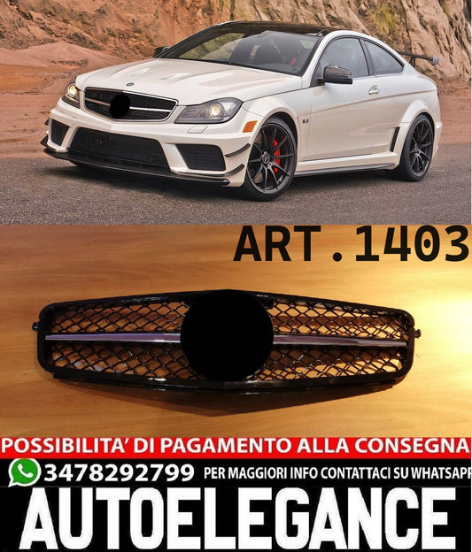 GRIGLIA ADATTA PER MERCEDES CLASSE C W204 C204 2007-2014 LOOK C63 AMG NERO