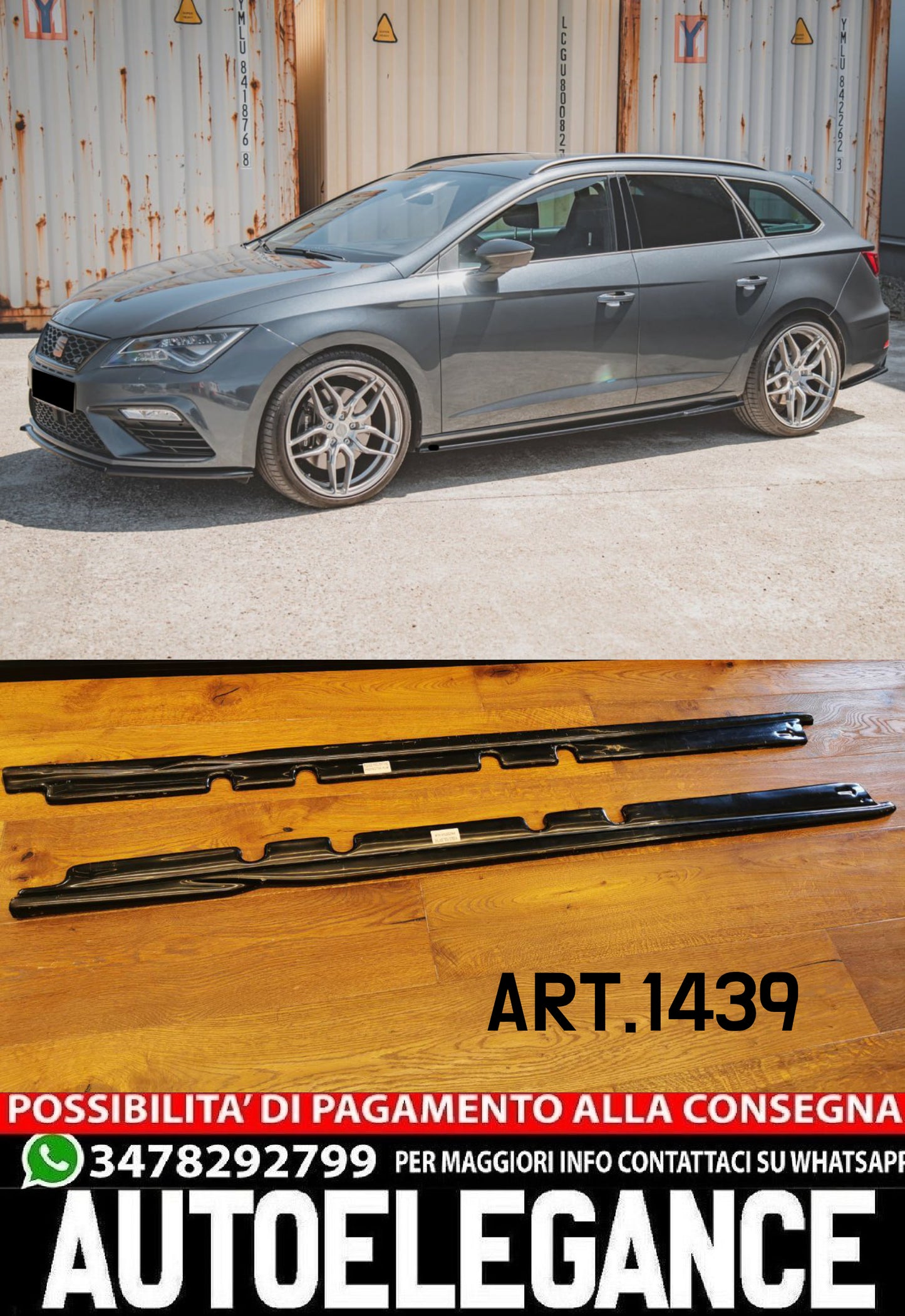 UNDER SKIRTS SUITABLE FOR SEAT LEON MK3 MK4 2012-2020+ GLOSS BLACK
