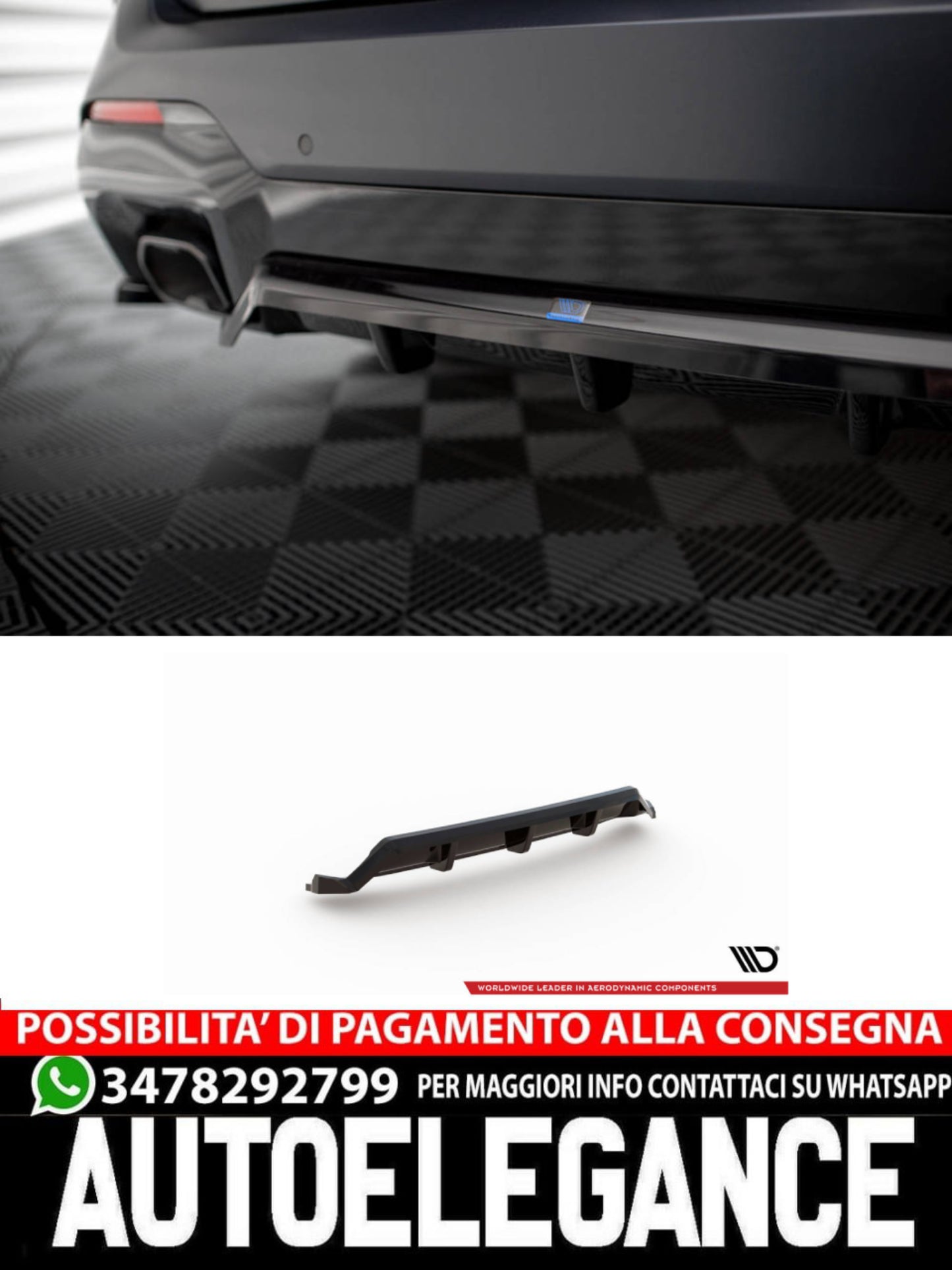 SPLITTER POSTERIORE CENTRALE (CON BARRE VERTICALI) ADATTO PER BMW X3 M-PACK G01 FACELIFT