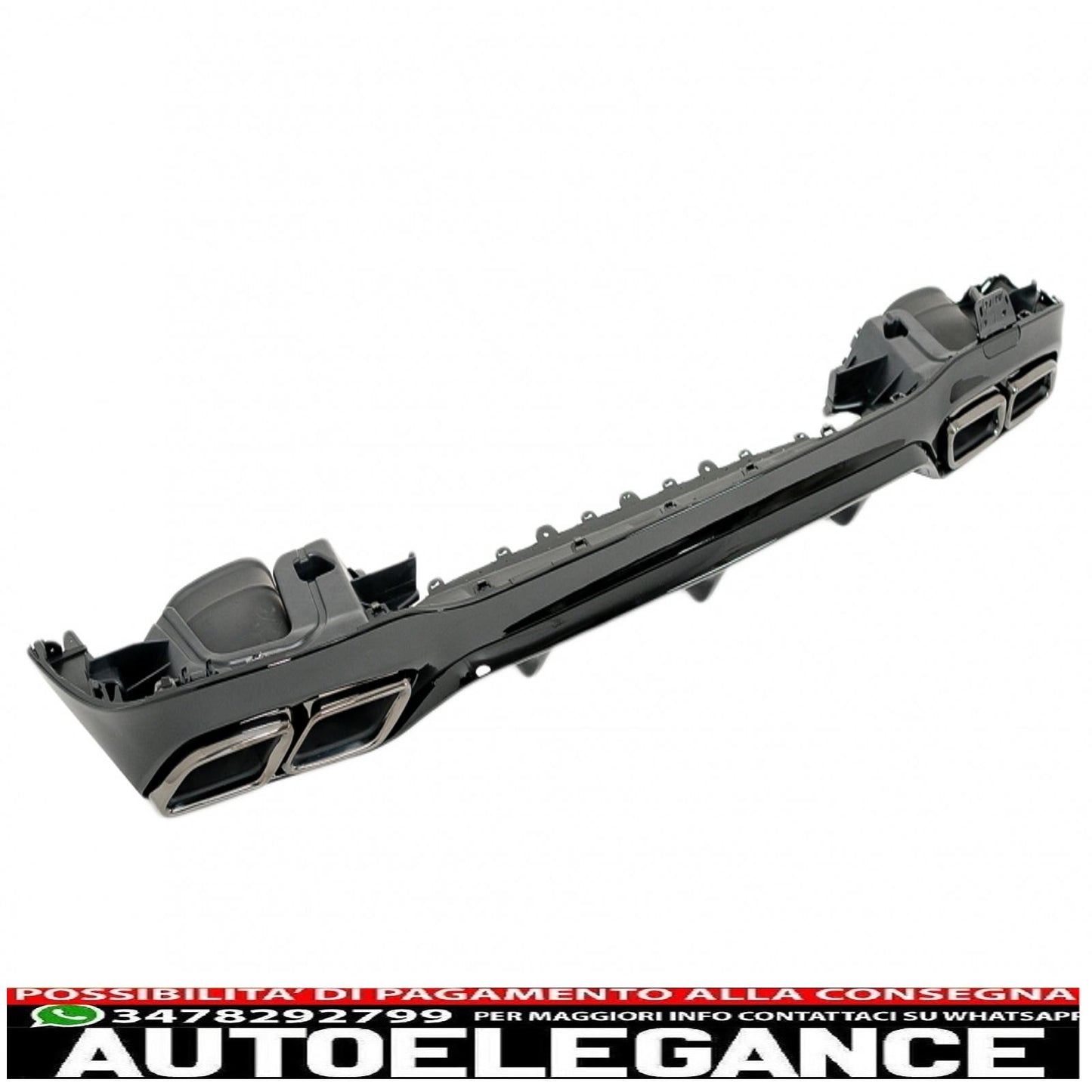 Rear diffuser with black tailpipes suitable for mercedes e class w213 sport line (2016-2019) e63 design night package 