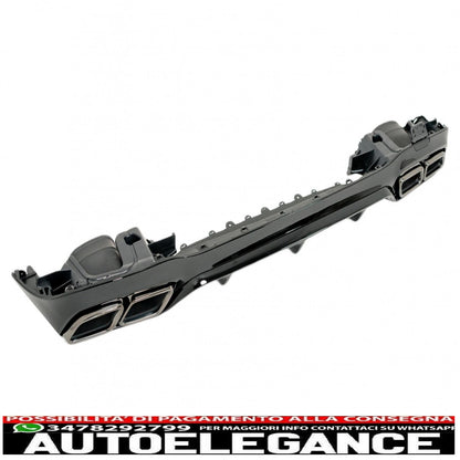 Rear diffuser with black tailpipes suitable for mercedes e class w213 sport line (2016-2019) e63 design night package 