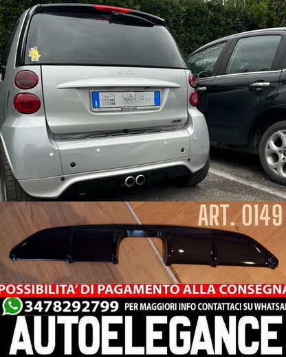DIFFUSORE ADATTO PER SMART 451 2007-2014 LOOK NERO LUCIDO DESIGN SPORTIVO