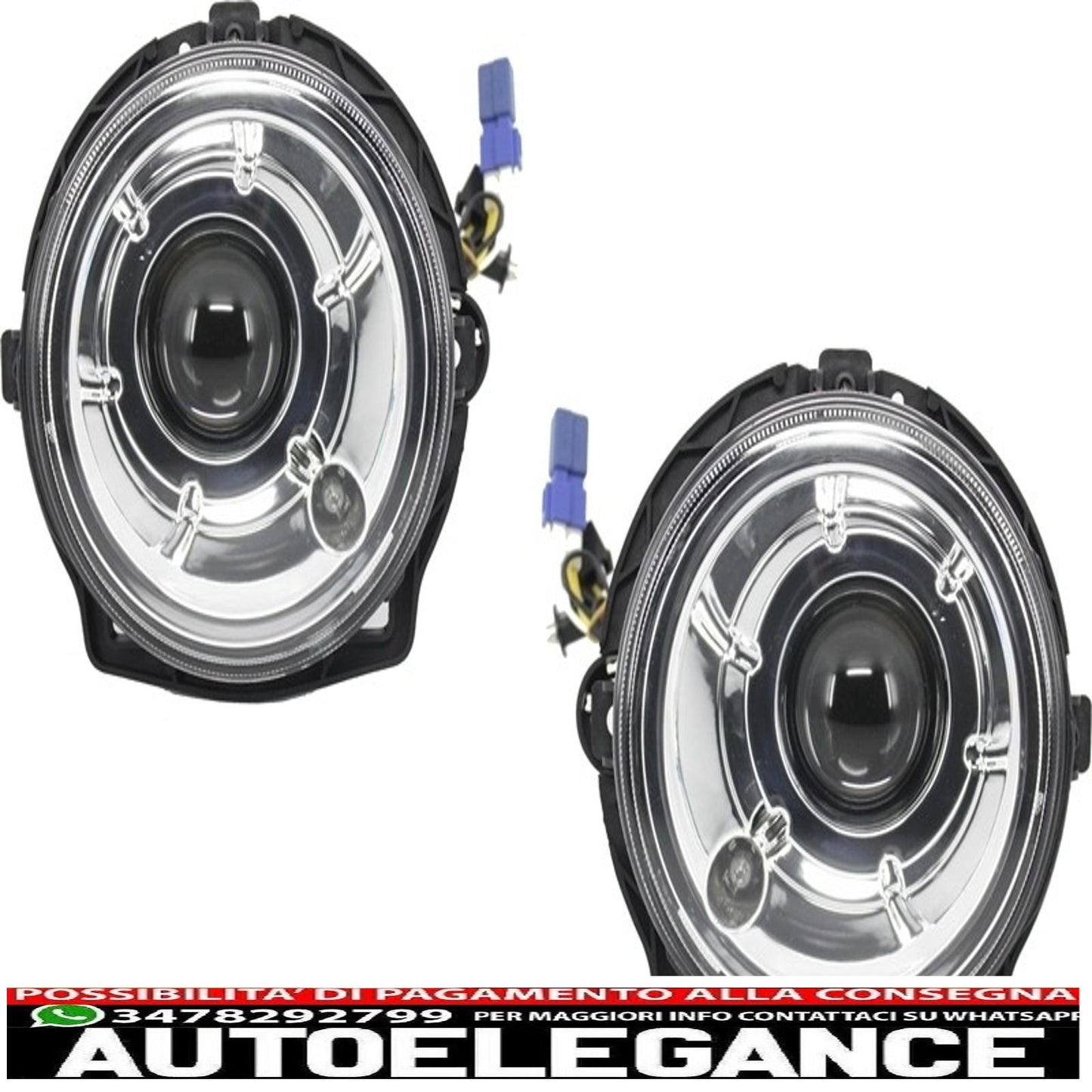bi-xenon headlights chrome look suitable for mercedes g-class w463 (1989-2012) with white covers with led drl design g65