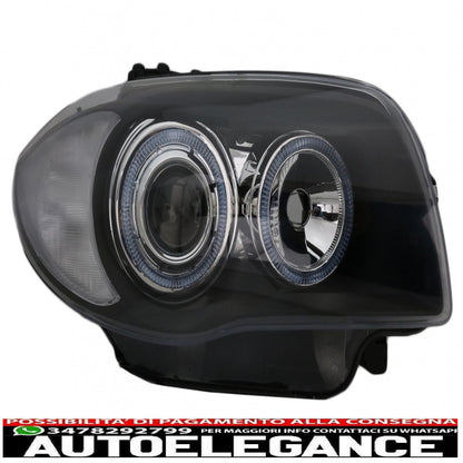 headlights suitable for bmw 1 series e81 e82 e87 e88 (2004-2011) angel eye 2 black halo rims
