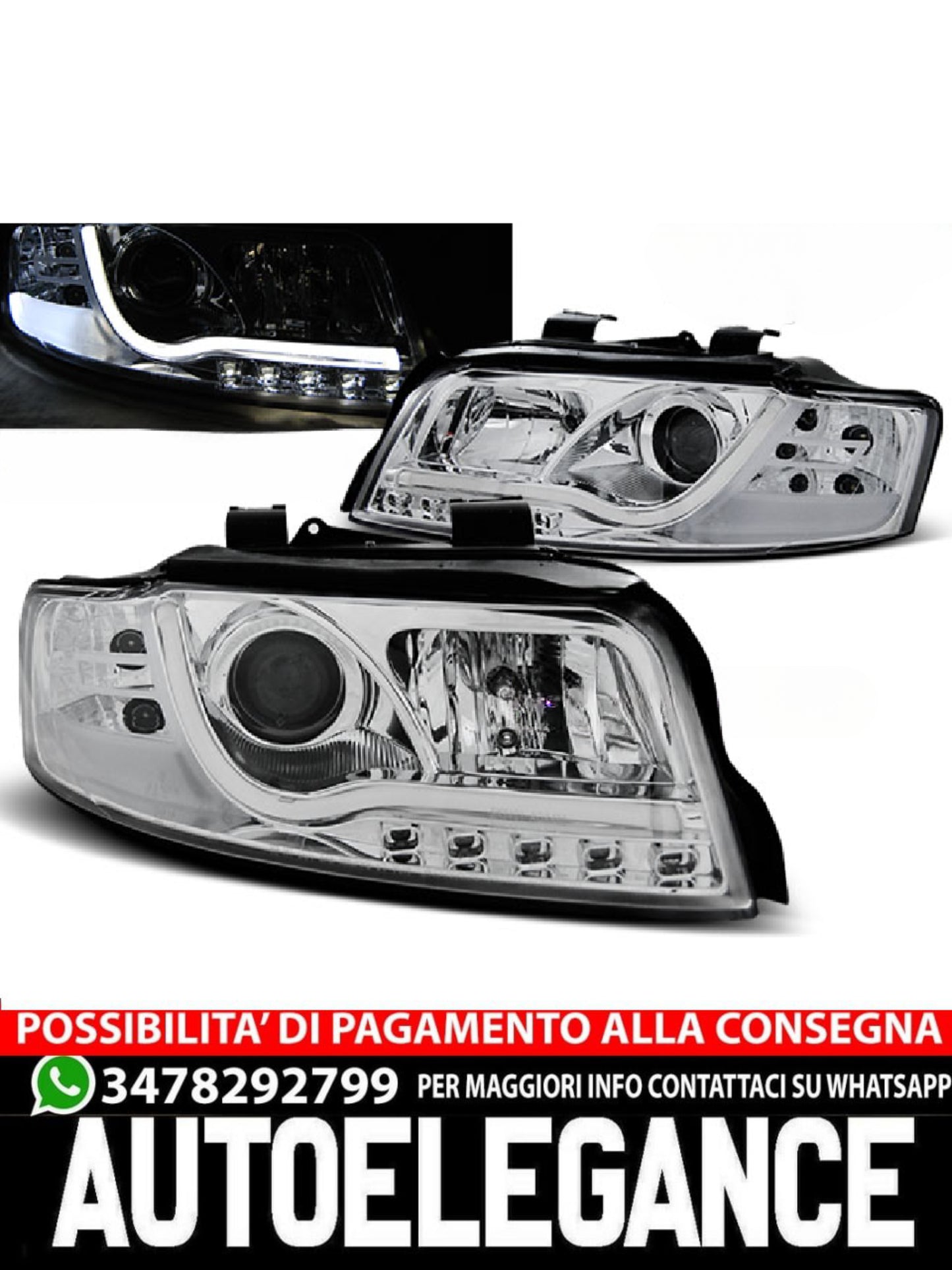 TUBO FARI NERO ADATTO COMPATIBILE per AUDI A4 10.00-10.04