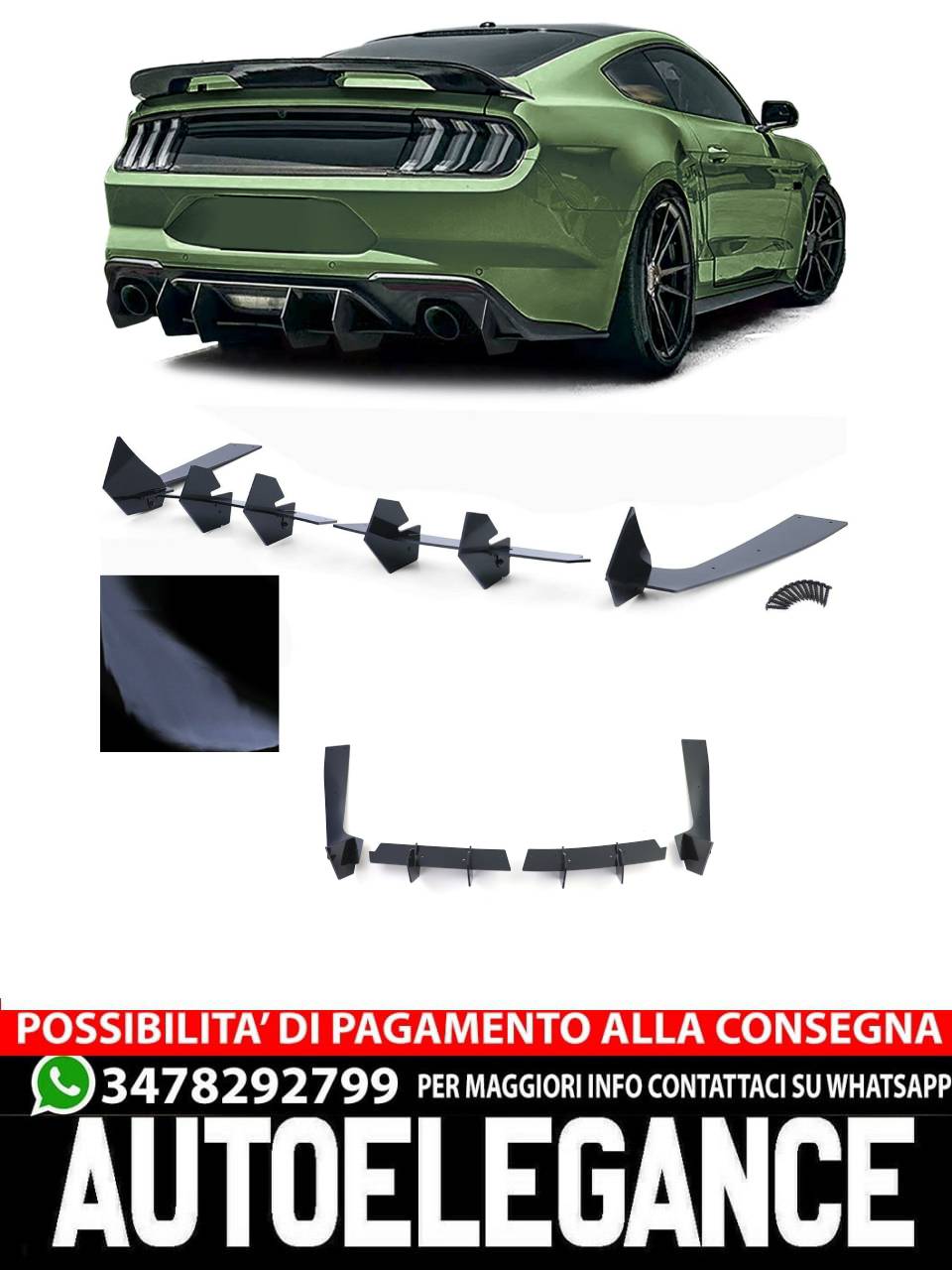 Diffusore posteriore sportivo CUP approach per Ford Mustang GT MK6 dal 14