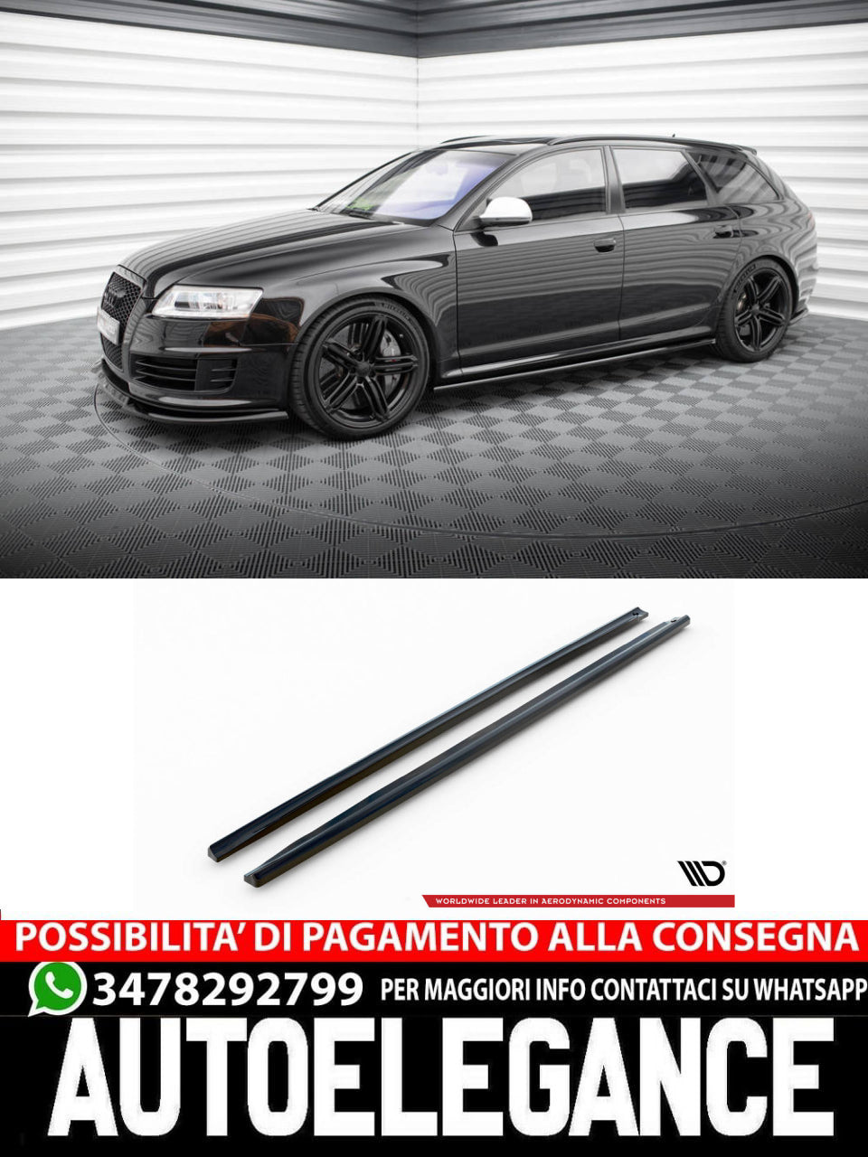 MINIGONNE LATERALI ADATTE PER V.2 AUDI RS6 AVANT C6 (2007 - 2010)