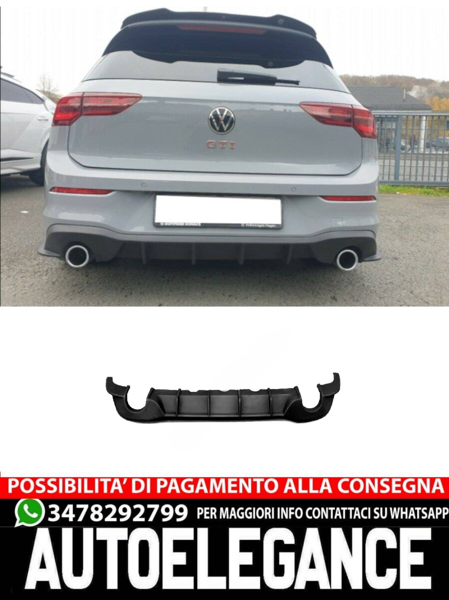 DIFFUSORE+SPOILER adatto per VW Golf 8 GTI 2020+