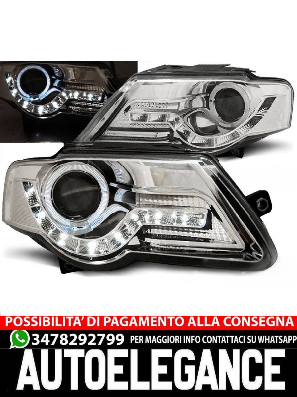 FARI ANTERIORI DAYLIGHT CHROME per VW PASSAT B6 3C 03.05-10