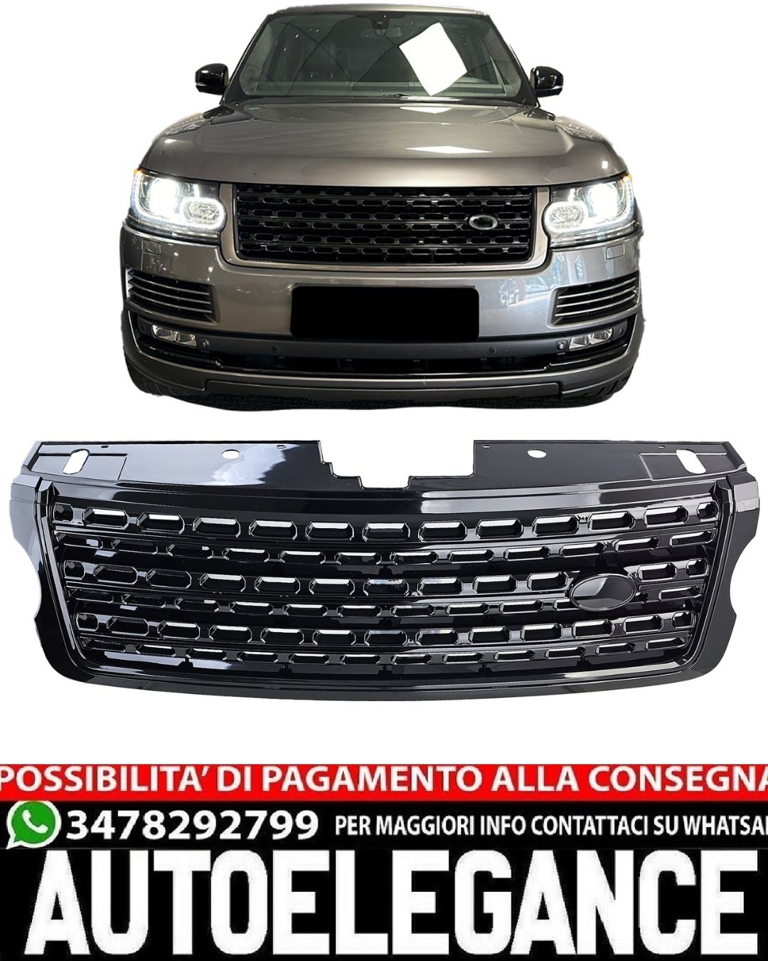 GRIGLIA ADATTA PER RANGE ROVER VOGUE L405 2013-2017 LOOK NERO LUCIDO