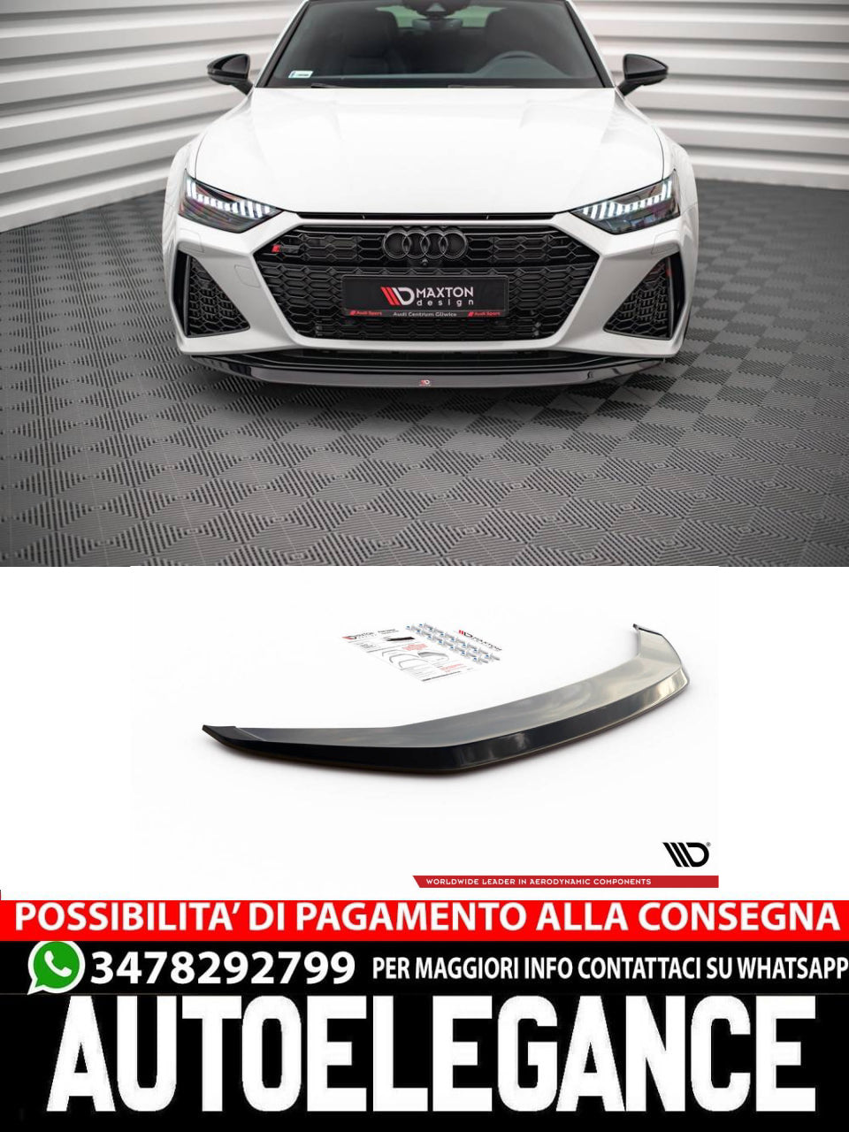 SPLITTER ANTERIORE adatto compatibile per V.3 AUDI RS6 C8 / RS7 C8 (2019 - )