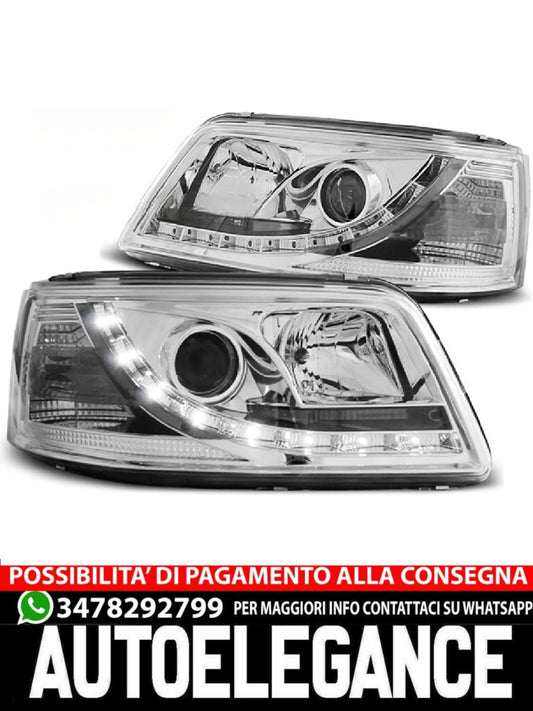 FARI ANTERIORI DAYLIGHT CHROME ADATTI COMPATIBILI PER VW T5 04.03-08.09