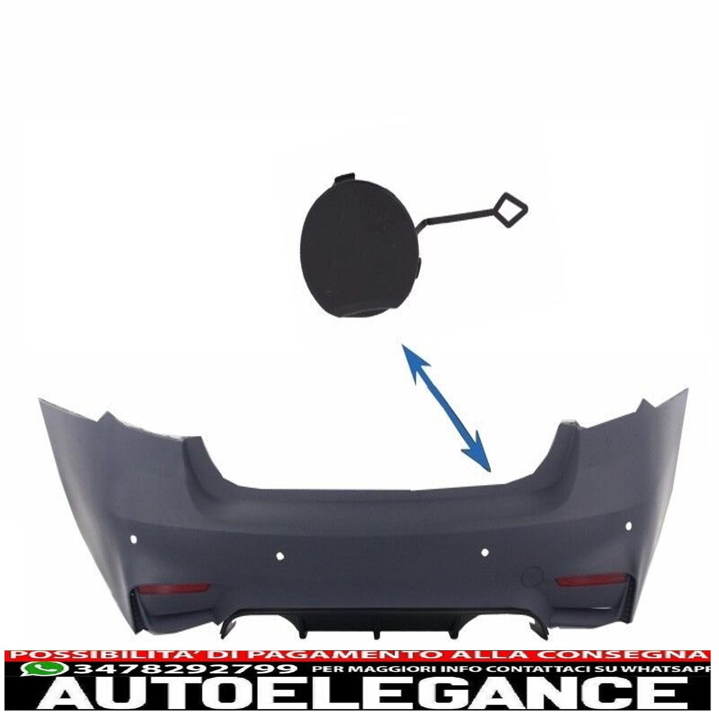 Copertura gancio rimorchio paraurti posteriore per BMW Serie 3 F30 2011 + M3 M-tech design-mostra il titolo originaleTesto originaleTow Hook Cover Rear Bumper For  BMW 3'er F30 2011+ M3 M-tech Design AUTOELEGANCERICAMBI