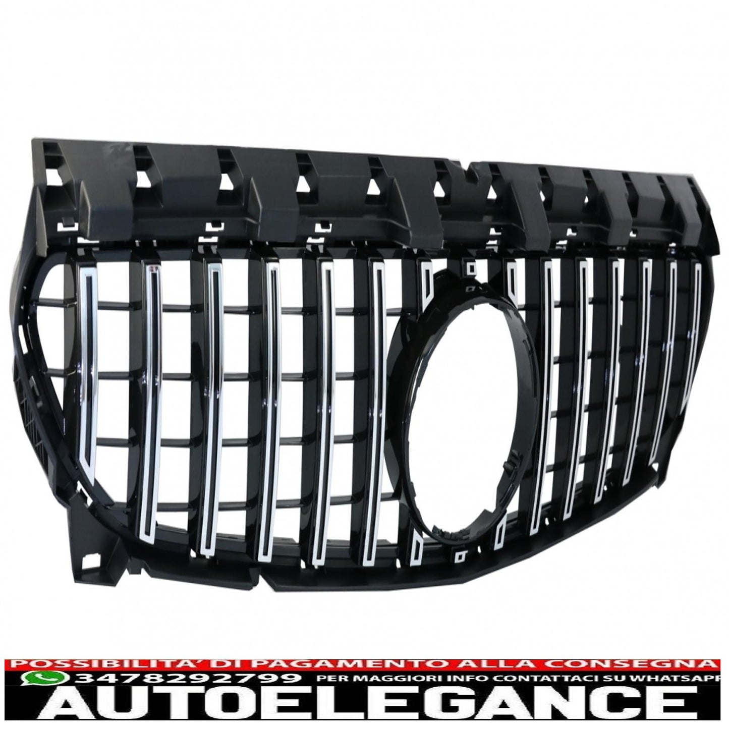 griglia anteriore centrale adatta per mercedes cla c117 x117 w117 facelift (2016-2018) cla45 gt-r design panamericana cromata nera