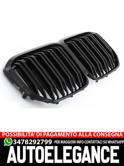 ADATTO PER BMW X7 G07 GRIGLIA DEL RADIATORE DOPPIA STAFFA NERA LUCIDA