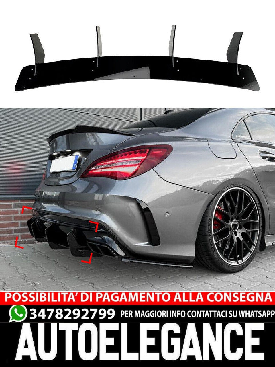 Adatto per diffusore sottospoiler Mercedes C117 X117 CLA 45 AMG