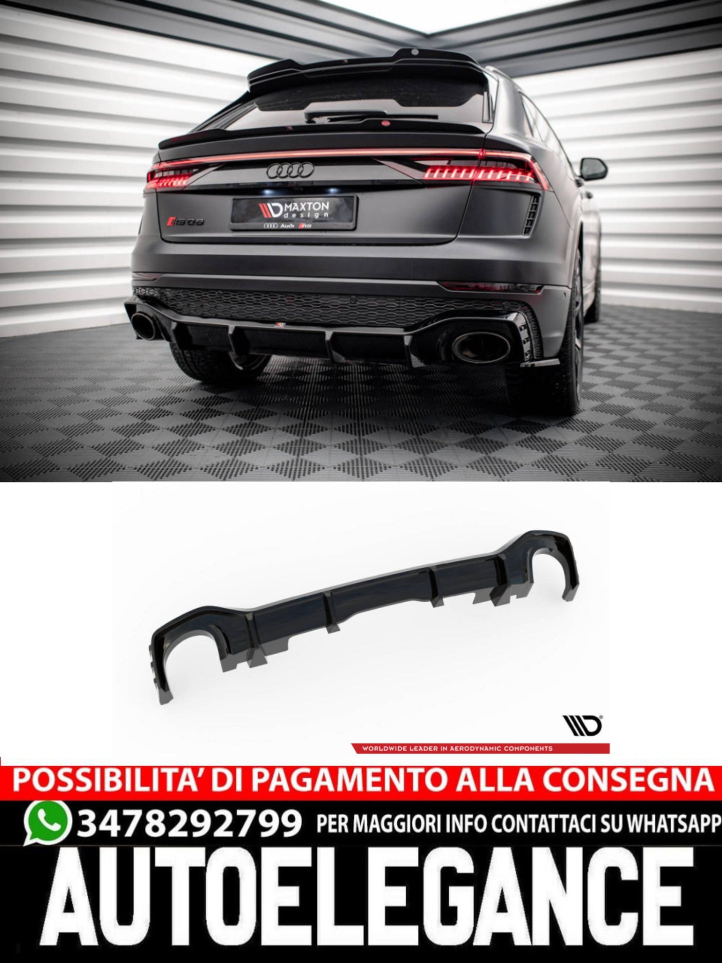 DIFFUSORE POSTERIORE ADATTO PER AUDI RSQ8 MK1 ( 2019 - )