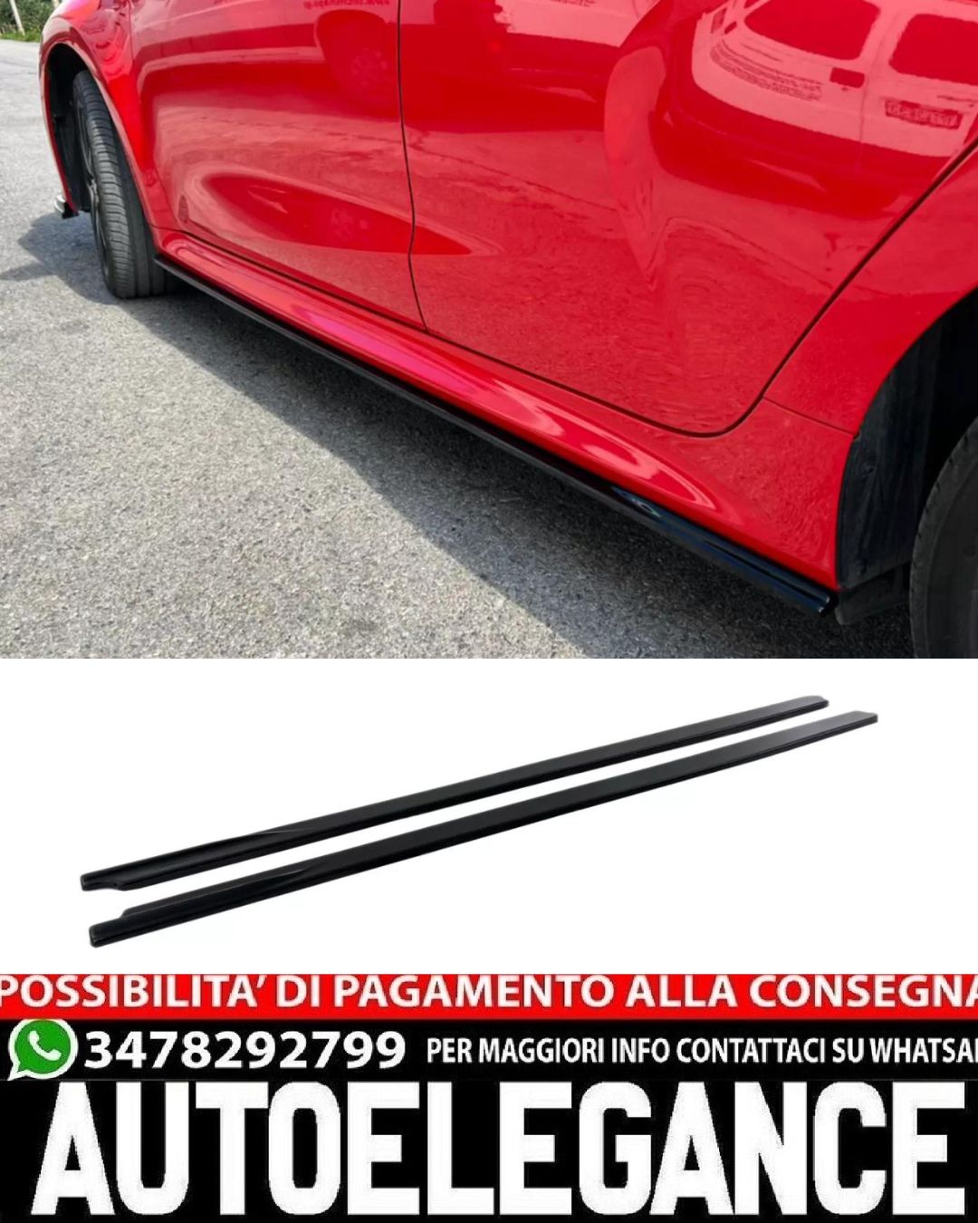 SOTTOMINIGONNE LATERALI ADATTE PER TOYOITA YARIS MK4 2020+ LOOK NERO LUCIDO