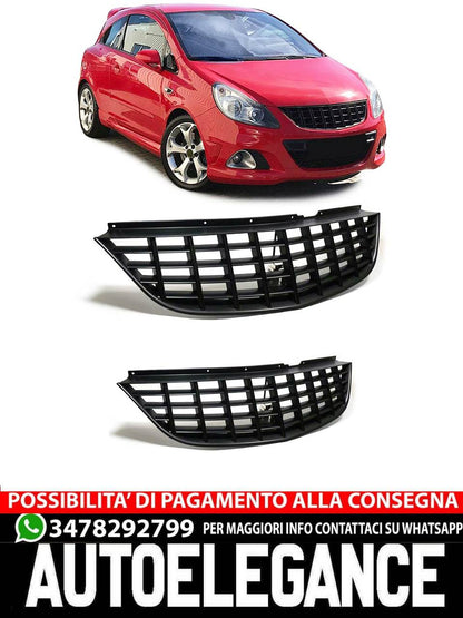 Griglia radiatore sportiva senza emblema nera per Opel Corsa D 06-10-