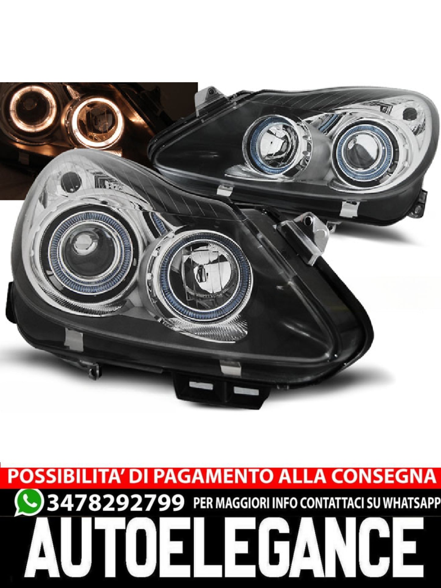 HEADLIGHTS SUITABLE FOR OPEL CORSA D 04.06-11 ANGEL EYES BLACK 