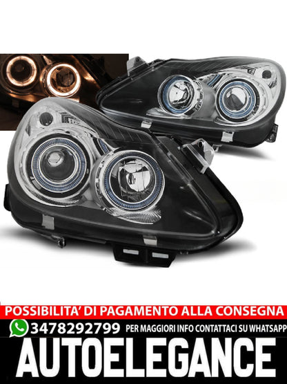 HEADLIGHTS SUITABLE FOR OPEL CORSA D 04.06-11 ANGEL EYES BLACK 