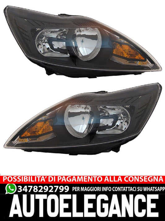 Headlight Set for Ford Focus MK2 Facelift 2008- Halogen H1 H7 Black LWR 