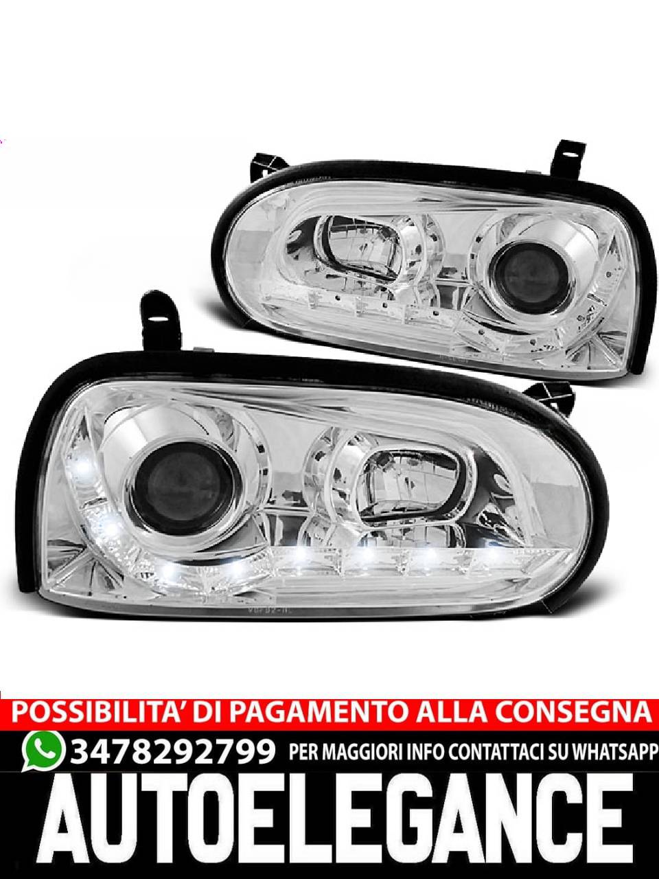 FARI ANTERIORI DAYLIGHT CHROME per VW GOLF 3 09.91-08.97