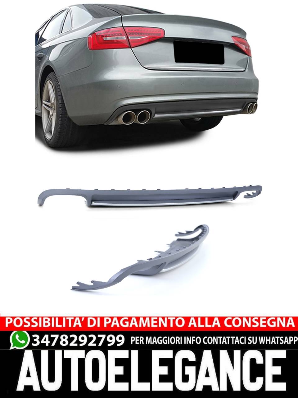 Paraurti inserto diffusore posteriore sportivo Audi A4 B8 berlina Avant 07-11